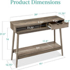 CHELSEA Mid-Century Modern Wooden Console Table with Drawer – Soft Grey Oak