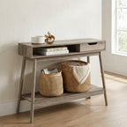 CHELSEA Mid-Century Modern Wooden Console Table with Drawer – Soft Grey Oak