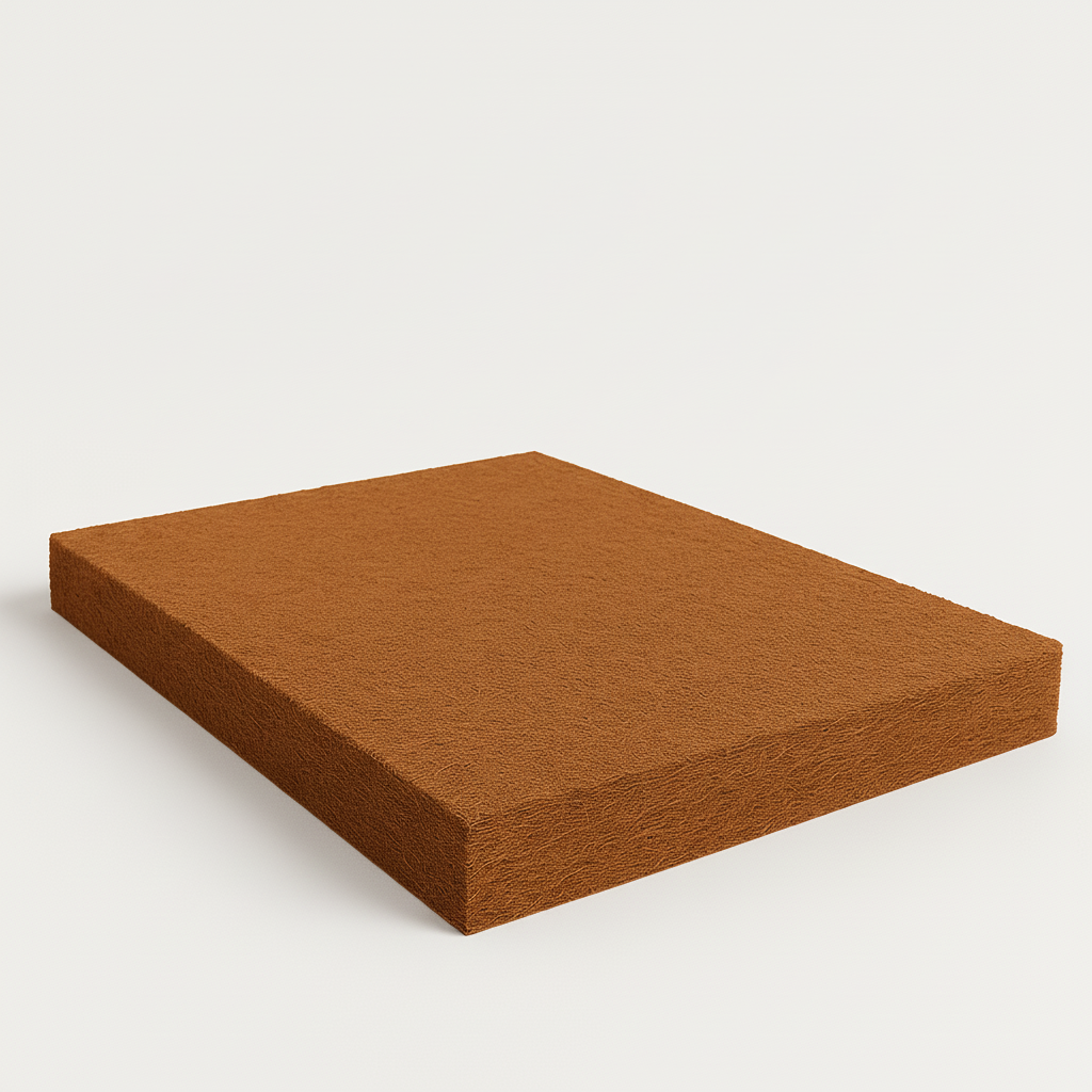 Coconut coir topper with text highlighting its features on a white background