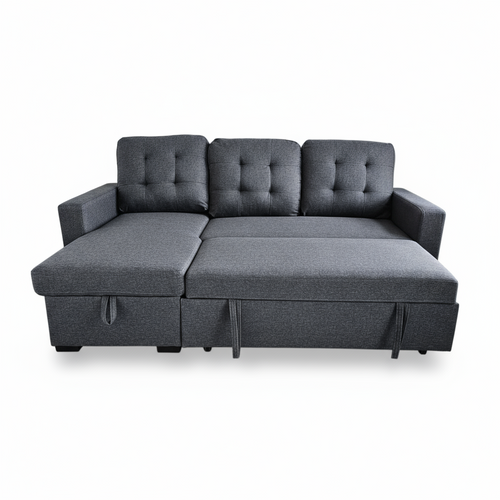 哈德逊三人座转角沙发床- 深灰色– Pauls Furniture