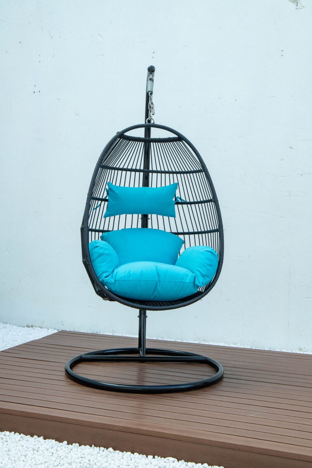 Single folding swing with blue cushion image 0