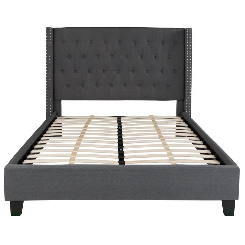 Haven - Tufted Grey Linen Bed Frame image 2