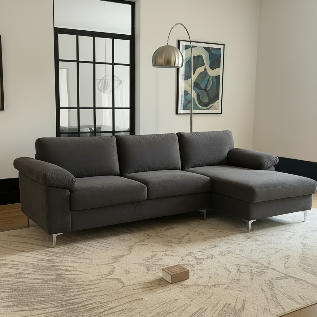 Oxford Sectional Sofa - Dark grey Velvet