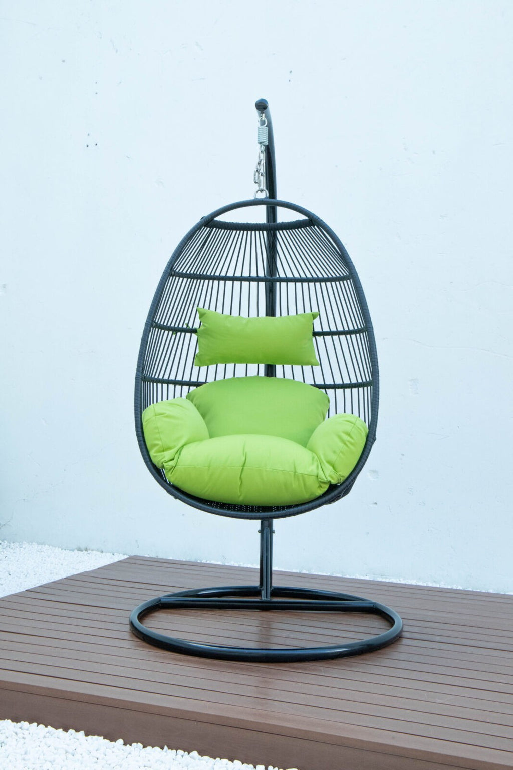 Single folding swing with green cushion image 0