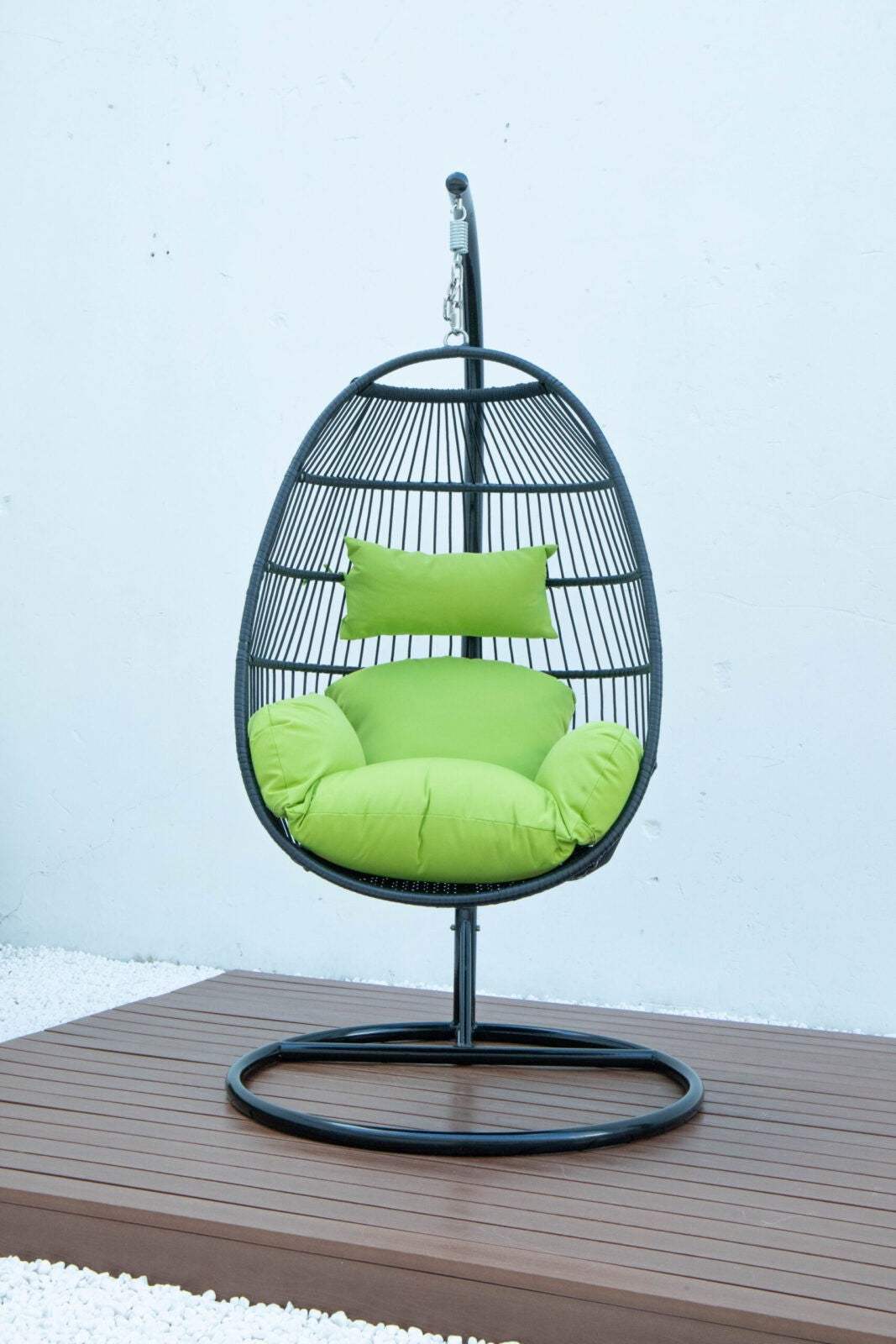 Single folding swing with green cushion image 0