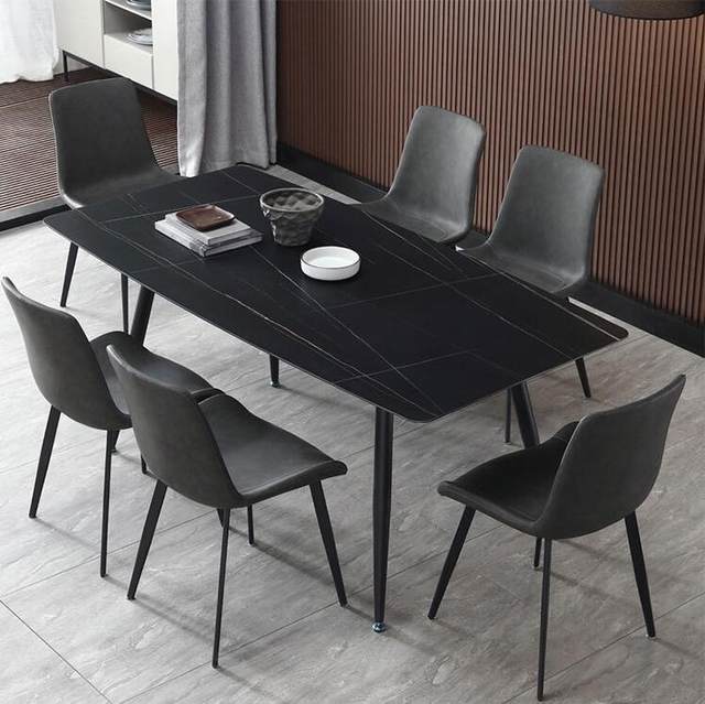 Montreal 7-Piece Dining Set with Black Marble Finish image 0
