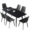 Montreal 7-Piece Dining Set with Black Marble Finish