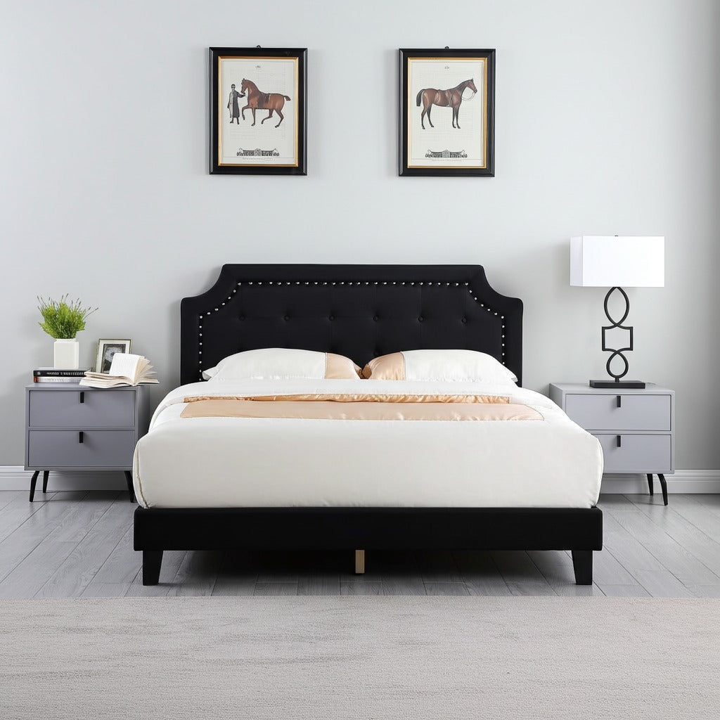 Halifax - Black Linen Fabric Bed Frame image 2