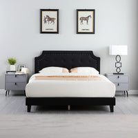 Halifax - Black Linen Fabric Bed Frame image 2