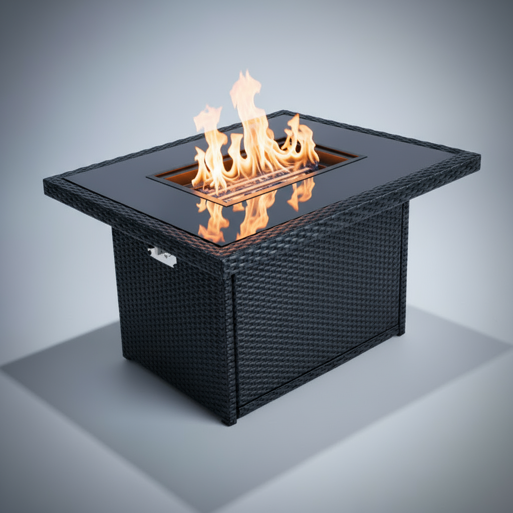 Wicker fire table - Black