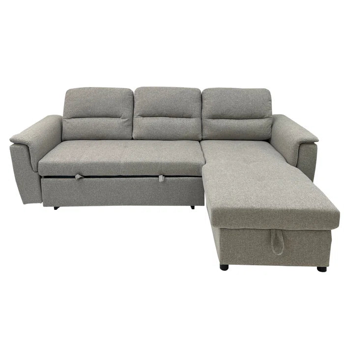Mato Sectional Sofa Bed with Storage & Reversible Chaise - Light Grey image 2