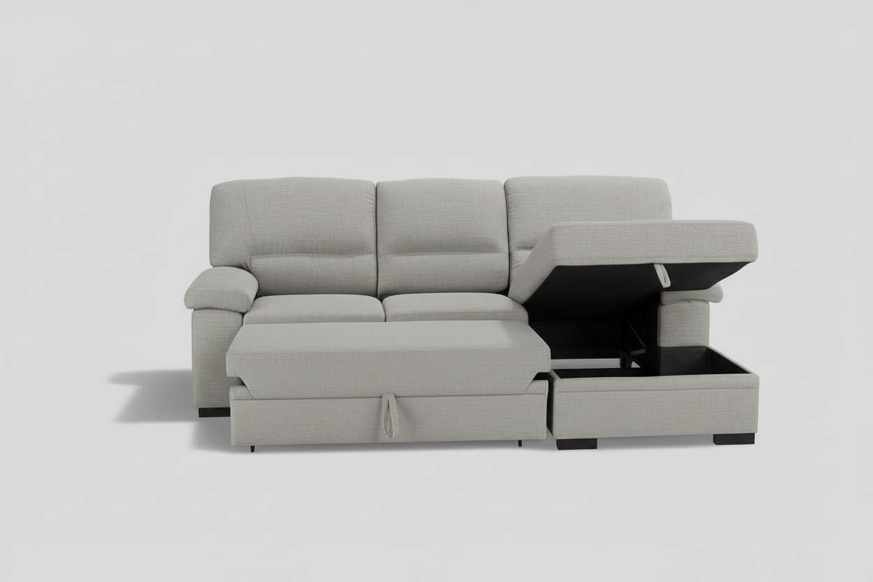 Lato 3-Seater Contemporary Sofa –  Grey Tailored Fabric