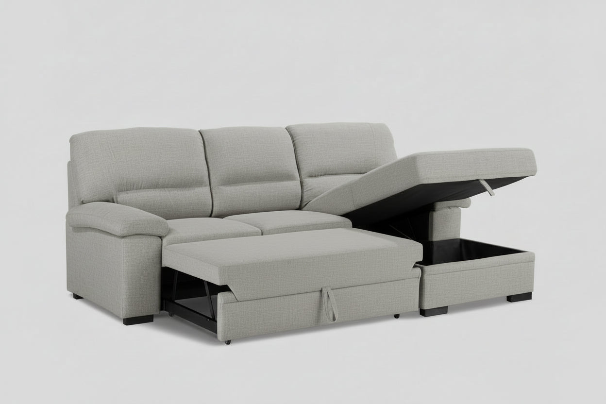 Lato 3-Seater Contemporary Sofa –  Grey Tailored Fabric