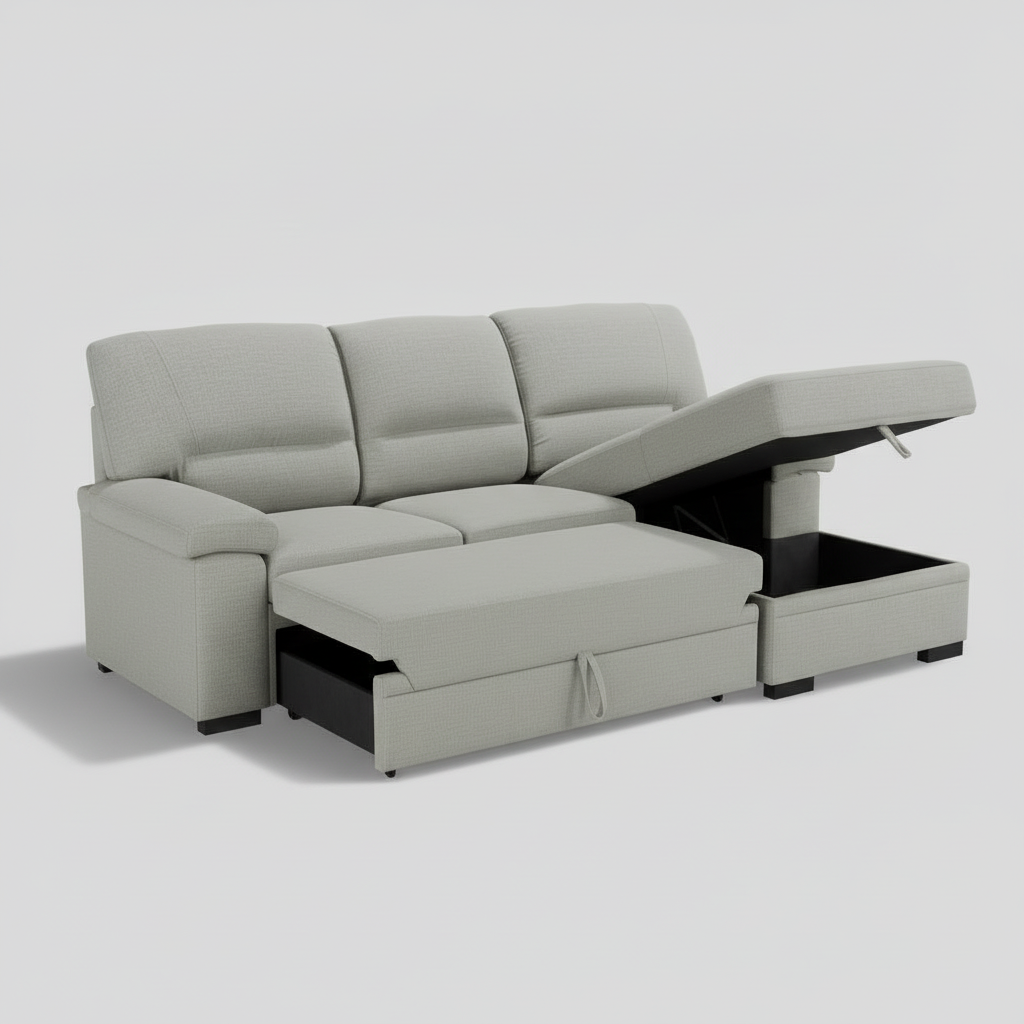 Lato 3-Seater Contemporary Sofa –  Grey Tailored Fabric