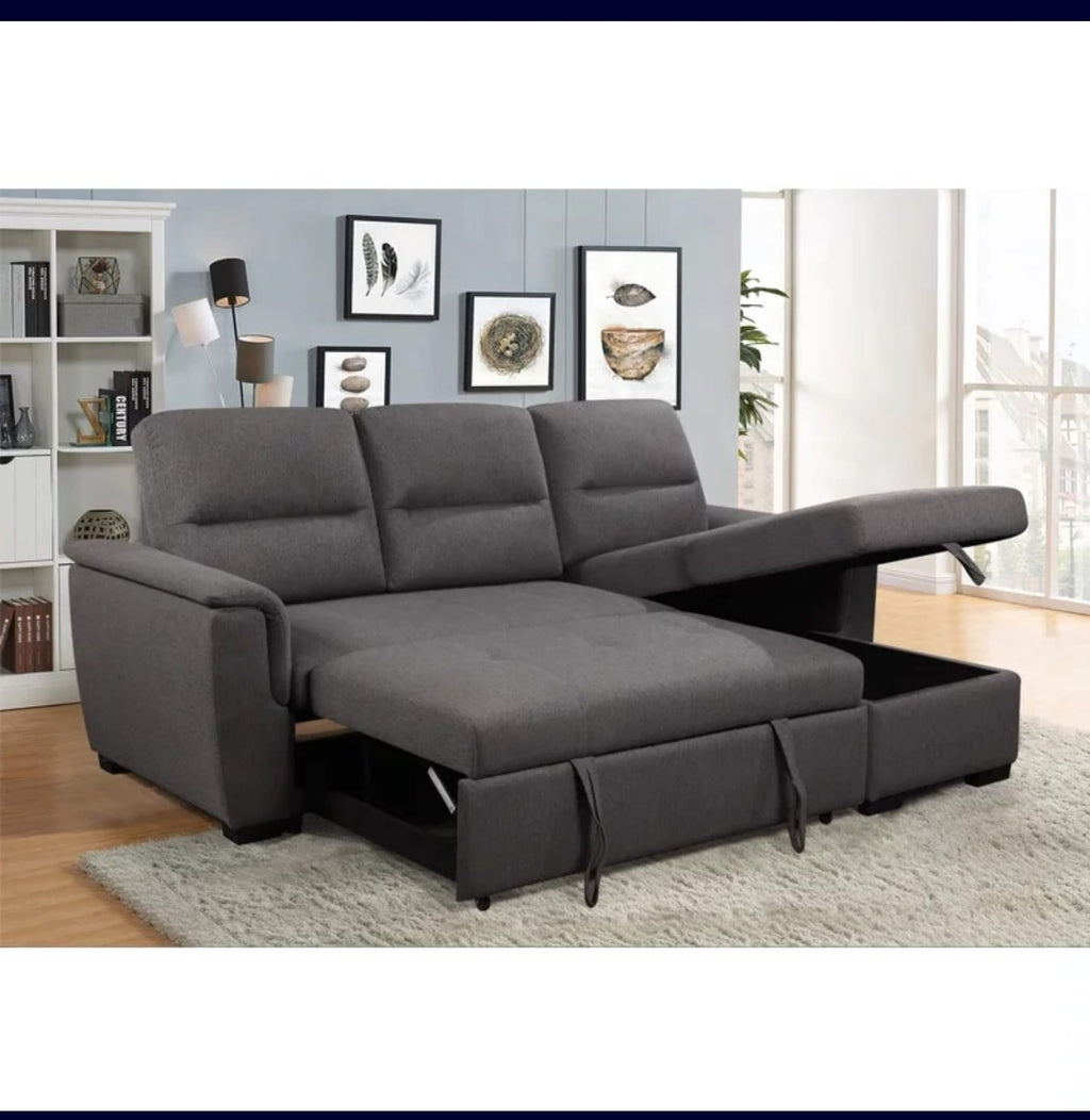 Mato Sectional Sofa Bed with Storage & Reversible Chaise - Dark Grey image 1