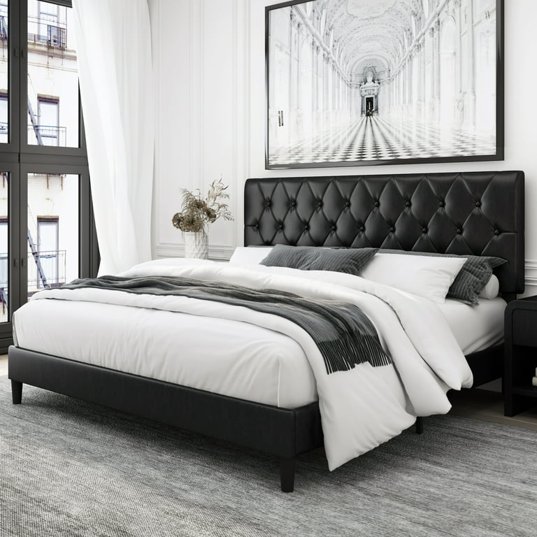 Paris - Black Leather Bed Frame image 1