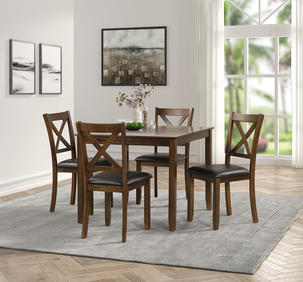 Regina 5-Piece Dining Set with Wooden Table and Padded Chairs image 0