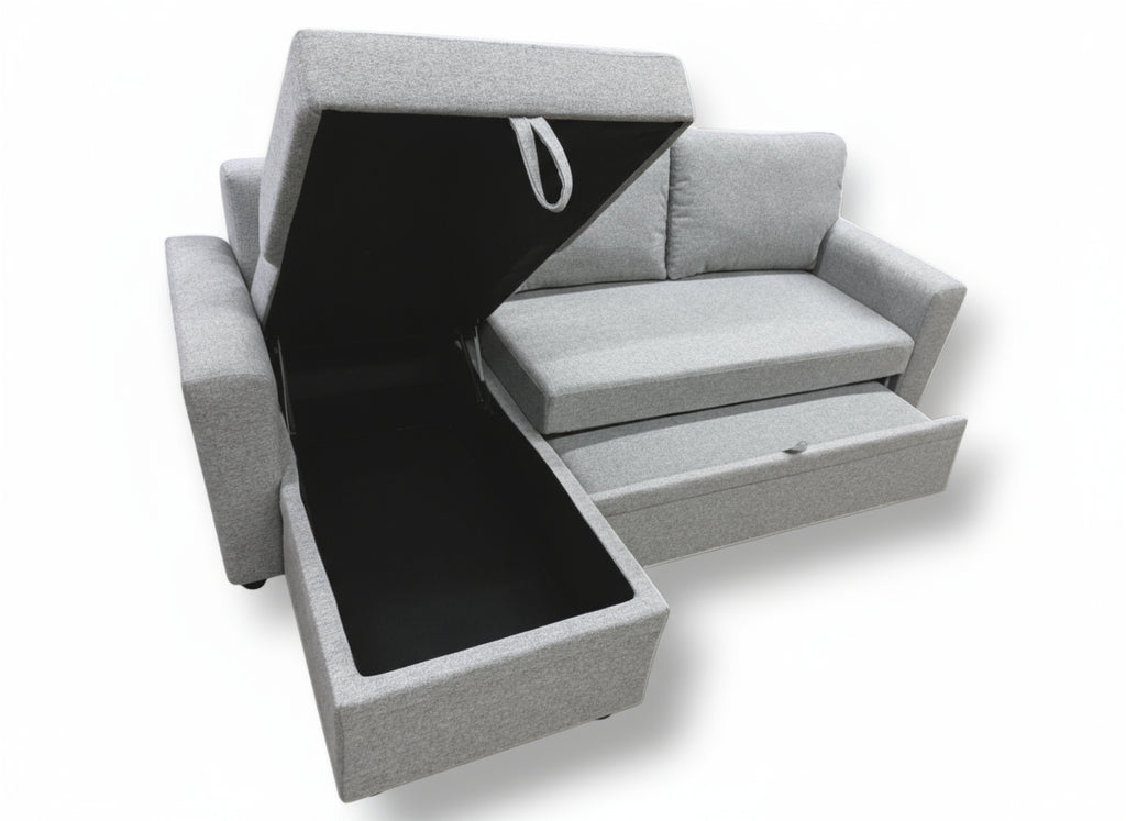 Jazz Sectional Sofa Bed With Storage - Light Grey image 1