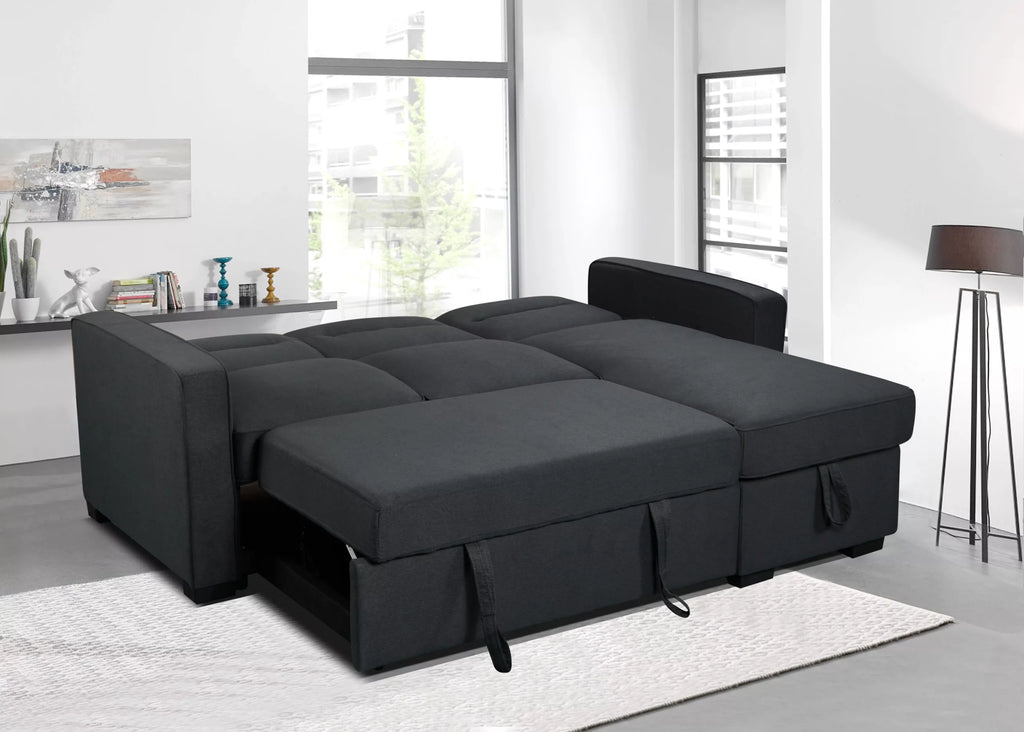 Waza Dark Grey Sectional Sofa with Reversible Chaise and Pullout Bed image 1