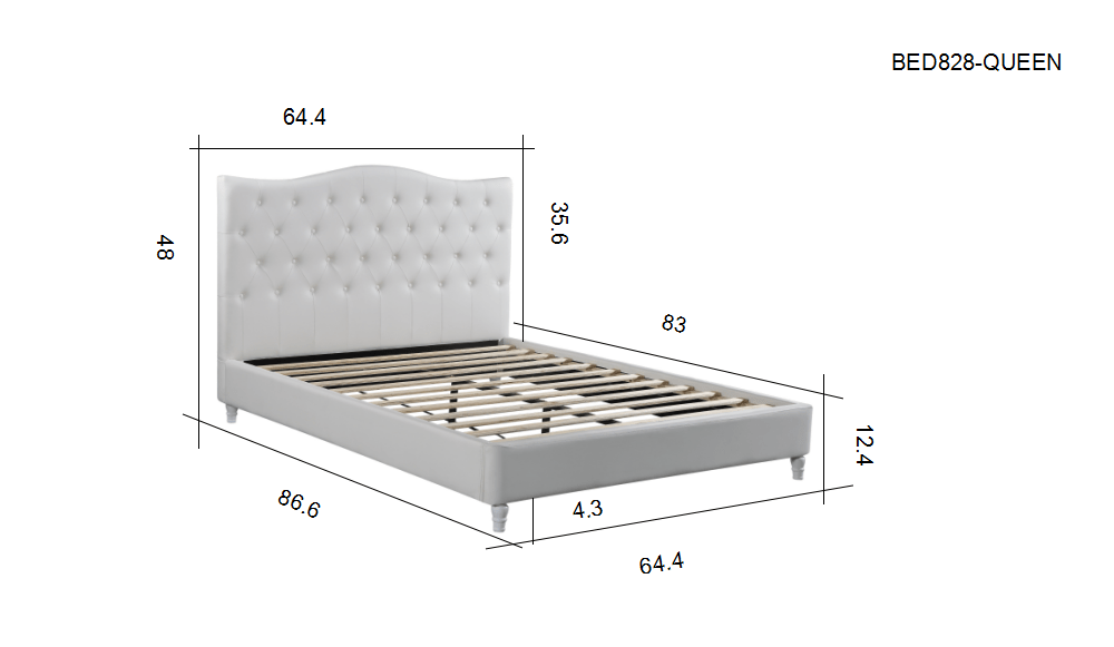Lily – Upholstered Platform Bed (White)  single-double-queen-King-sizes image 5