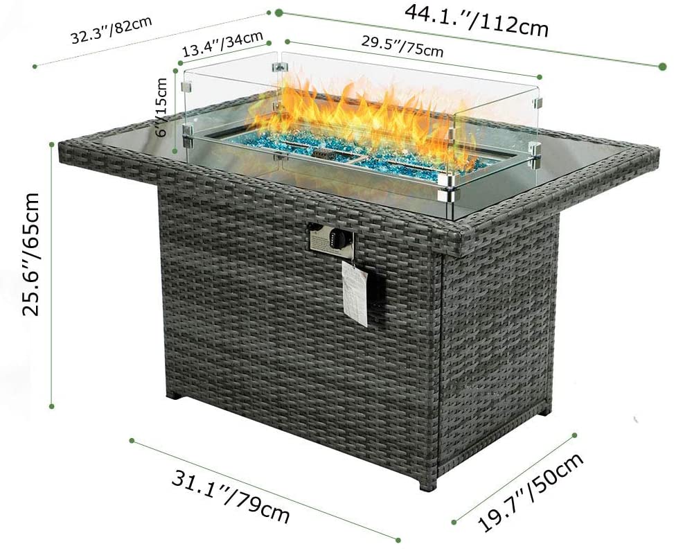 Wicker fire table - Grey image 0