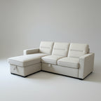 Waza Cream Sectional Sofa with Reversible Chaise and Pullout Bed image 0