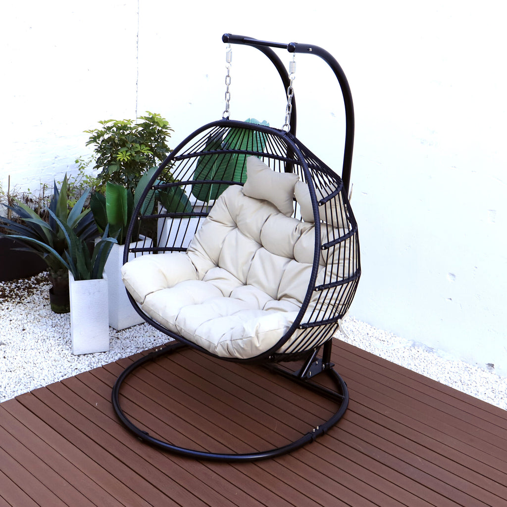 Folding Chair with Collapsible Basket & Heavy-Duty Steel Frame – Cream Cushion, 600 lb Capacity image 1