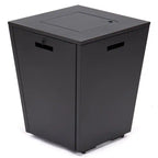 Mesa de fuego compacta con protección de cristal contra el viento