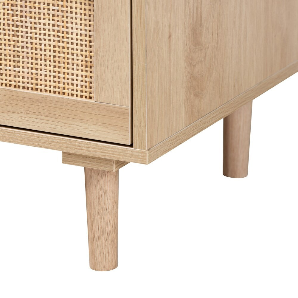 FRANK Modern Boho 6-Drawer Dresser with Natural Rattan Inlay & Slim Black Hardware