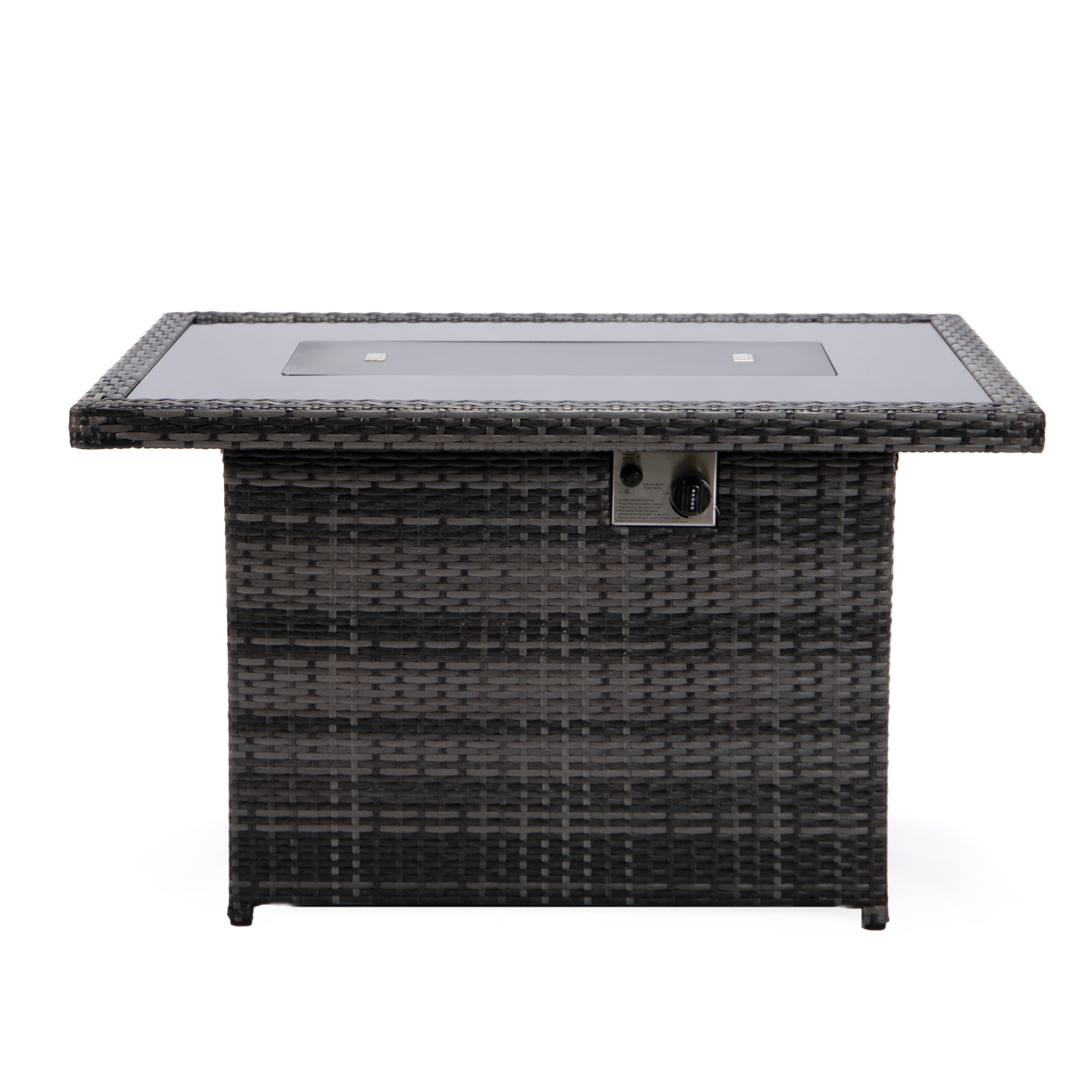Wicker fire table - Grey