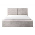 Havannah - Cama con almacenamiento y elevación hidráulica, tapizada en lino gris
