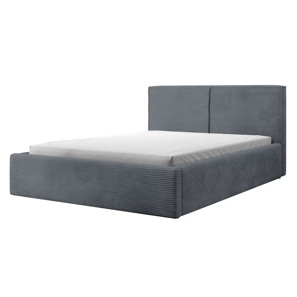 Havannah - Cama con almacenamiento y elevación hidráulica tapizada en terciopelo gris