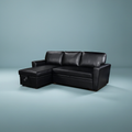 Jazz Sectional Sofa Bed With Storage - Black Vegan Leather
