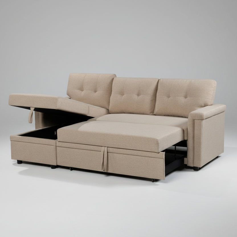 Jasper Sectional Sofa Bed With Storage - Beige image 1