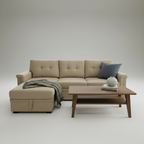 Jasper Sectional Sofa Bed With Storage - Beige image 3
