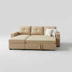 Jordan Sectional Sofa Bed with Storage - Oatmeal Linen Blend