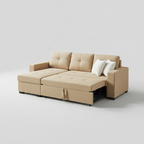 Jordan Sectional Sofa Bed with Storage - Oatmeal Linen Blend