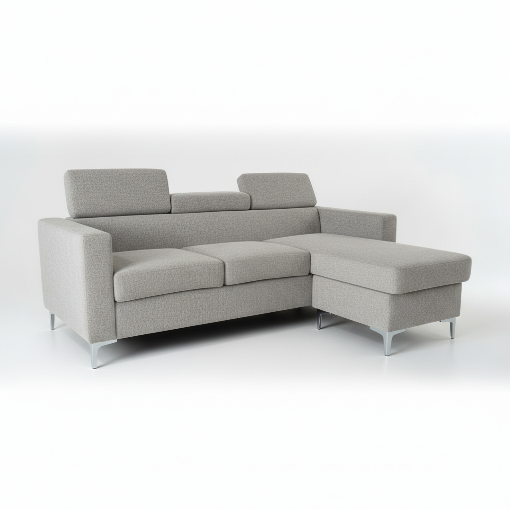 Gray sectional sofa on a white background