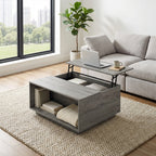 LEO Modern Square Lift-Top Coffee Table with Hidden Storage – Grey Oak Finish