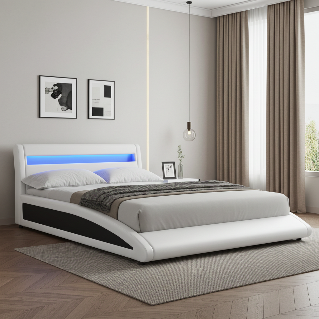 LED Luminous Bed Frame - White