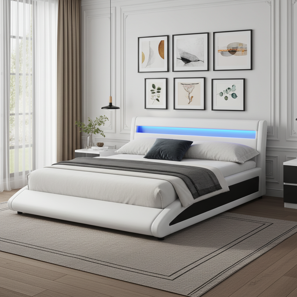 LED Luminous Bed Frame - White