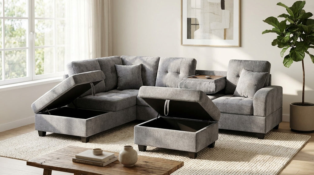 Marbella 110" L-Shape Storage Sectional
