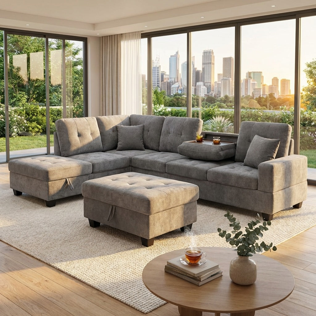 Marbella 110" L-Shape Storage Sectional