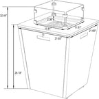 Mesa de fuego compacta con protección de cristal contra el viento