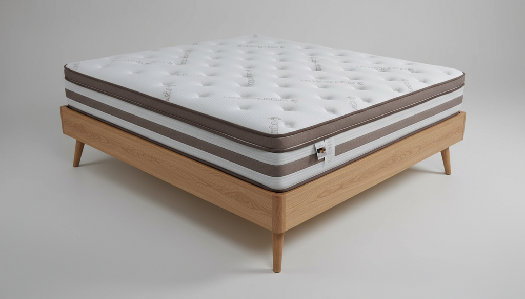 Mattress with brand logo on a white background