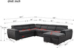 Rio Sectional Sofa Bed with Storage - Dark Grey Fabric - Paul's Furniture Outlet