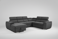 Rio Sectional Sofa Bed with Storage - Vegan suede Grey