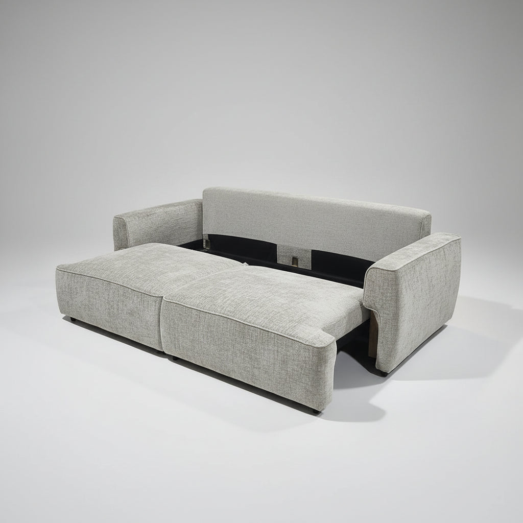 San Sleeper Sofa Bed with Storage – Driftwood Taupe Fabric