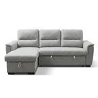 Mato Sectional Sofa Bed with Storage & Reversible Chaise – Light Grey Linen Fabric