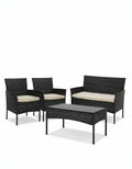 4-Piece Patio Conversation Set – Wicker Outdoor Furniture with Cushions